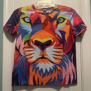 SHEIN Summer Youth Boys Casual Lion Print Short Sleeve Size 10Y